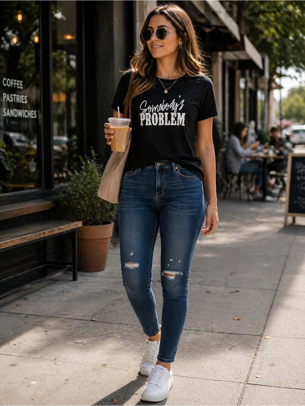 Amazon Black Tee with White Graphic
